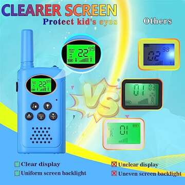 POKPOW Walkie Talkies for Kids Rechargeable 2 Pack Long Range 22 Channels 2 Way Radio Outdoor Kids Toys for Ages 3-12 Camping Hiking Birthday Xmas Easter Gifts for Boys Girls (W Blue,2 Packs)