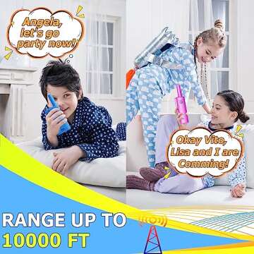 POKPOW Walkie Talkies for Kids Rechargeable 2 Pack Long Range 22 Channels 2 Way Radio Outdoor Kids Toys for Ages 3-12 Camping Hiking Birthday Xmas Easter Gifts for Boys Girls (W Blue,2 Packs)