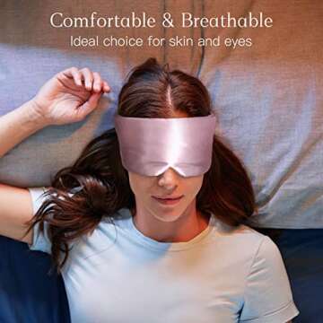 iCooBreeze 100% Natural Silk Eye Mask for Women Men, Soft Pressureless Cooling Blackout Eye Covers f...