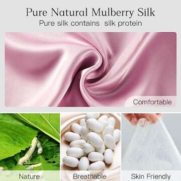 iCooBreeze 100% Natural Silk Eye Mask for Women Men, Soft Pressureless Cooling Blackout Eye Covers for Sleeping, Large Size Sleep Mask fits All Heads Adjustable, 1PC, Lotus Pink