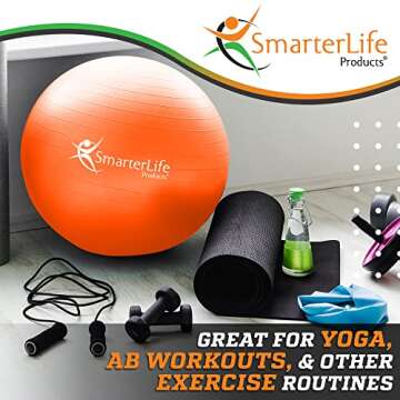 SmarterLife Exercise Ball Yoga Ball for Fitness, Balance, Stability, or Pregnancy, Gym Ball for Core...