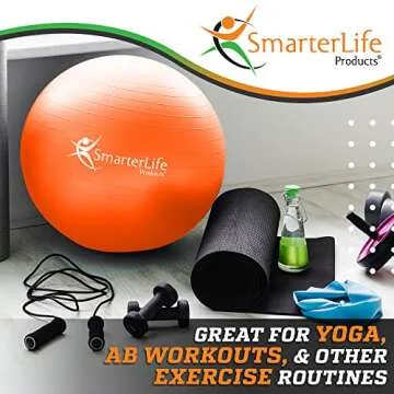 SmarterLife Exercise Ball Yoga Ball for Fitness, Balance, Stability, or Pregnancy, Gym Ball for Core...