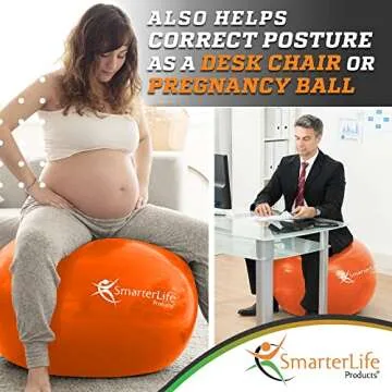 SmarterLife Exercise Ball Yoga Ball for Fitness, Balance, Stability, or Pregnancy, Gym Ball for Core Workout, Physical Therapy, Yoga Ball Chair for Office, Anti-Slip Anti-Burst (45 cm, Orange)