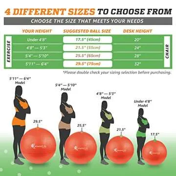 SmarterLife Exercise Ball Yoga Ball for Fitness, Balance, Stability, or Pregnancy, Gym Ball for Core Workout, Physical Therapy, Yoga Ball Chair for Office, Anti-Slip Anti-Burst (45 cm, Orange)