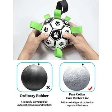 Avolander Dog Toys Soccer Ball Large, Interactive Dog Toys for Tug of War, Puppy Birthday Gifts, Dog Tug Toy, Dog Water Toy, Durable Dog Balls for Dog