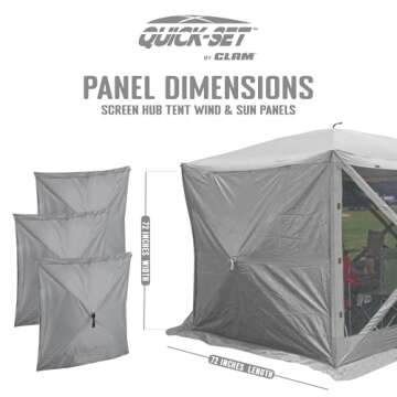 CLAM Quick-Set Escape Sport 11.5’ x 11.5’ Pop-Up Outdoor Camping Gazebo Instant Screen Tent 6-Sided Canopy Shelter with 6 Wind and Sun Panels, Gray