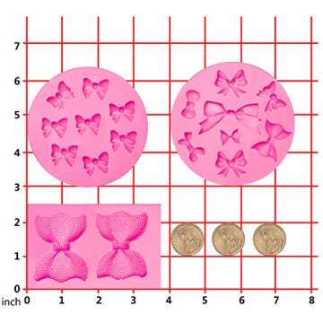 3 Pcs Fondant Bow Molds 18 Mini Bow Silicone Fondant Molds Christmas Bowknot Sugar Candy Cake Pop Ch...