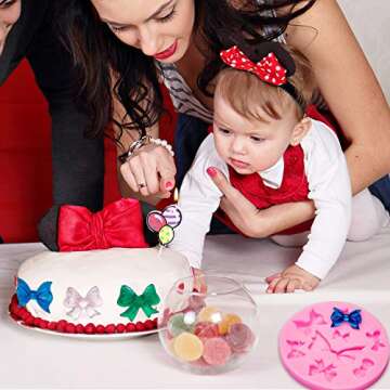 3 Pcs Fondant Bow Molds 18 Mini Bow Silicone Fondant Molds Christmas Bowknot Sugar Candy Cake Pop Chocolate Pudding Craft Moulds DIY for Birthday Wedding Party Cake Cupcake Decorating