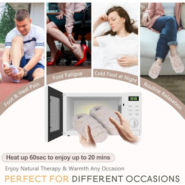 Suzzipad Microwavable Slippers and Foot Warmer for Bed, Microwave Heated Slippers for Women & Man, Feet Warmers for Plantar Fasciitis, Cold Feet, S/M