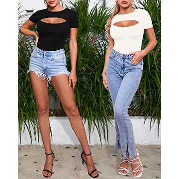 MANGOPOP Women's Sexy Cutout Bodysuit - Stylish Comfort