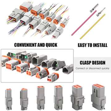 Glarks 152Pcs 2 3 4 6 8 12 Pin Way Sealed Gray Male and Female Auto Waterproof Electrical Wire Connector Plug 22-16AWG Connector for Motorcycle, Scooter, Car, Truck, Boats