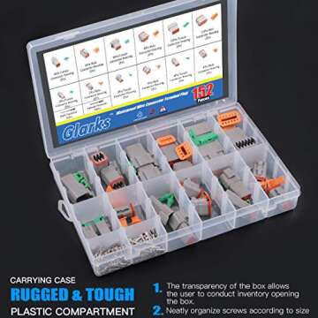 Glarks 152Pcs 2 3 4 6 8 12 Pin Way Sealed Gray Male and Female Auto Waterproof Electrical Wire Connector Plug 22-16AWG Connector for Motorcycle, Scooter, Car, Truck, Boats