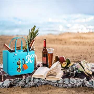 TrustBlai Key Holder Accessories for Bogg Bag, Insert Charm Carabiner Keychain, 4 Pack Bogg Charms for Tote Bags (Black)