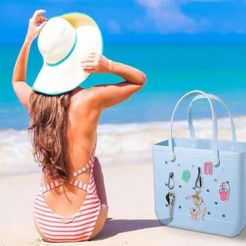 TrustBlai Key Holder Accessories for Bogg Bag, Insert Charm Carabiner Keychain, 4 Pack Bogg Charms for Tote Bags (Black)