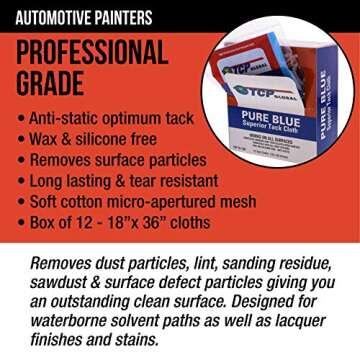 TCP Global Pure Blue Tack Cloth - 12 Pack for Painting