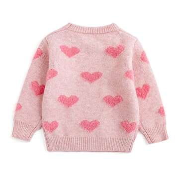 Curipeer Baby Girls Cute Heart-Print Pullover Sweater Turtleneck Longsleeve Thick Warm Knitted Sweat...