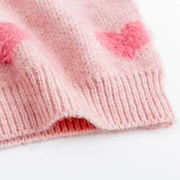 Curipeer Baby Girls Cute Heart-Print Pullover Sweater Turtleneck Longsleeve Thick Warm Knitted Sweater for Baby Girls 3-4T