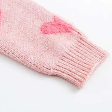 Curipeer Baby Girls Cute Heart-Print Pullover Sweater Turtleneck Longsleeve Thick Warm Knitted Sweater for Baby Girls 3-4T