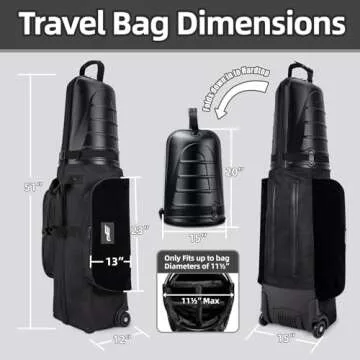 Hardtop Golf Travel Bag with Heavy Duty Wheels and Water Resistant Fabric with Extra Padding, Lightweight and Easy to Maneuver, Strong Handles makes Handling the Bag Easy, Great Protection, All Black.