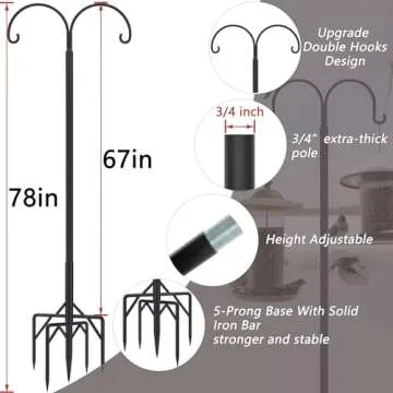 Sturdy Height Adjustable Bird Feeder Pole - 2 Pack