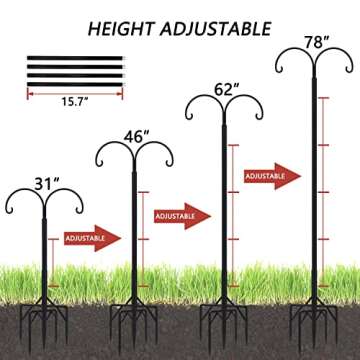 Sturdy Height Adjustable Bird Feeder Pole - 2 Pack