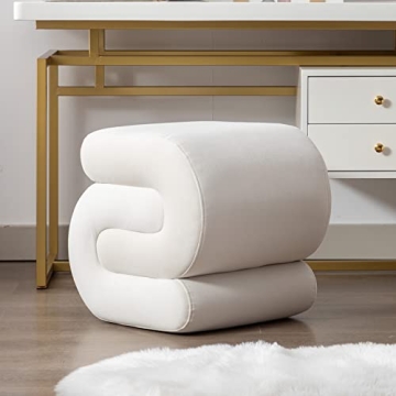 Stylish KIVENJAJA Velvet Vanity Stool, Modern U-Shaped Ottoman for Home