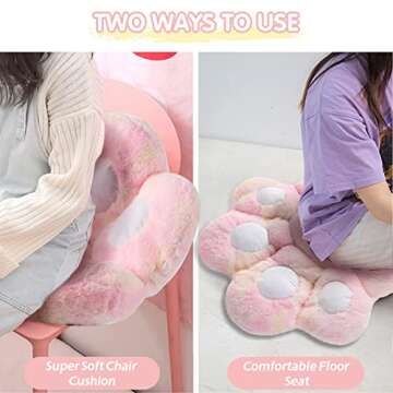 Ditucu Cat Paw Cushion Kawaii Chair Cushions 27.5 x 23.6 inch Cute Stuff Seat Pad Comfy Lazy Sofa Office Floor Pillow for Gaming Chairs Room Decor Colorful