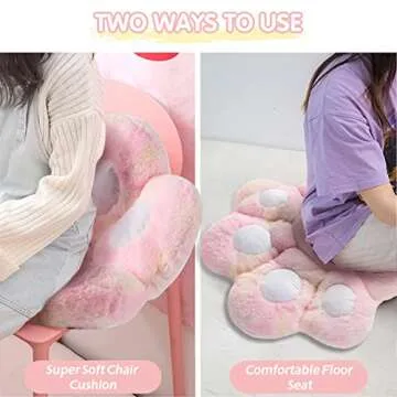 Ditucu Cat Paw Cushion Kawaii Chair Cushions 27.5 x 23.6 inch Cute Stuff Seat Pad Comfy Lazy Sofa Office Floor Pillow for Gaming Chairs Room Decor Colorful