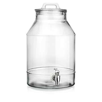 Classic Beverage Panel Ice Cold Drink Dispenser Durable Clear Glass (3) Gallon Glass Easy Use Spigot...