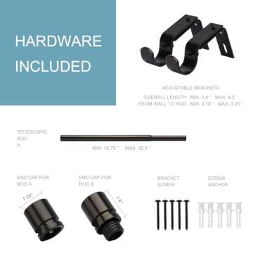 Byondeth Curtain Rods for Window Adjustable Decorative 1 Inch Diameter Single Window Curtain Rod Set with Aluminium Exterior Finials