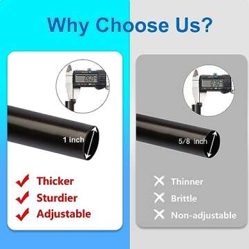 Byondeth Curtain Rods for Window Adjustable Decorative 1 Inch Diameter Single Window Curtain Rod Set with Aluminium Exterior Finials