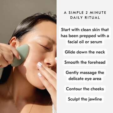 Mount Lai Jade Gua Sha Facial Tools, Face Sculpting Skin Care Guasha Tool for Face and Body, Self Care Facial Massager to Relieve Muscle Tension and Reduce Puffiness