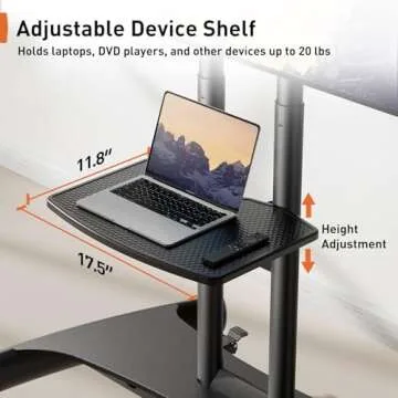 Perlegear Mobile TV Cart for 32-83 Inch Flat/Curved LED/LCD/OLED TVs Rolling TV Stand with Height Adjustable Shelf Max VESA 600x400mm up to 100lbs- Outdoor TV Stand Trolley with Wheels PGTVMC05-1