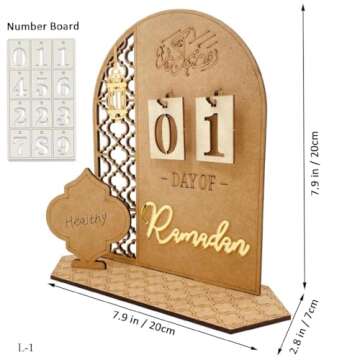Ramadan Advent Calendars Wood Eid Mubarak Countdown Calendars Tracker Date for Kids Gift DIY 2025 Ar...