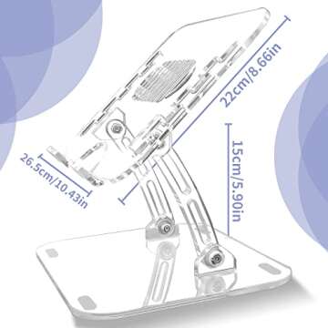 Zalidia Adjustable Laptop Stand, Portable Computer Stand with Acrylic Material, Laptop Stand for Des...