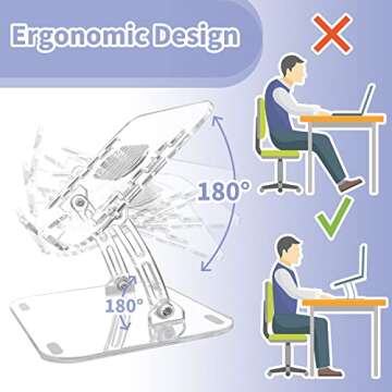 Zalidia Adjustable Laptop Stand, Portable Computer Stand with Acrylic Material, Laptop Stand for Desk with Heat-Vent Compatible for MacBook Pro and Air, Dell, HP, Lenovo and All laptops