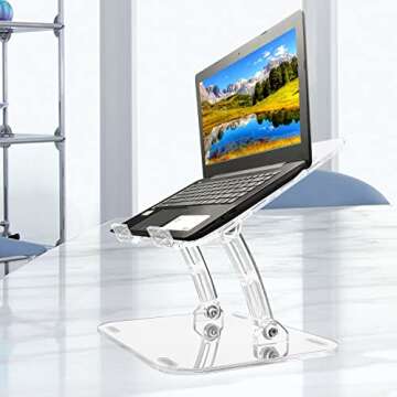 Zalidia Adjustable Laptop Stand, Portable Computer Stand with Acrylic Material, Laptop Stand for Desk with Heat-Vent Compatible for MacBook Pro and Air, Dell, HP, Lenovo and All laptops
