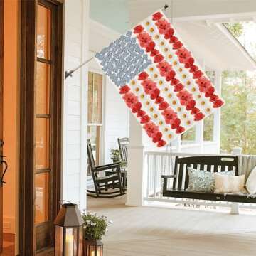 AVOIN colorlife Myosotis Poppy Memorial Day House Flag 28x40 Inch Double Sided Outside, Patriotic American Flag Yard Outdoor Decoration