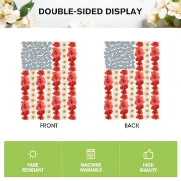 AVOIN colorlife Myosotis Poppy Memorial Day House Flag 28x40 Inch Double Sided Outside, Patriotic American Flag Yard Outdoor Decoration