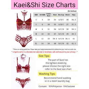Kaei&Shi Sexy Bra And Panty Sets,Underwire Strappy Floral Lace Lingerie For Women,High Waisted Sheer Choker Matching Two Piece Lingerie Set Valentine Day Wine Red Large