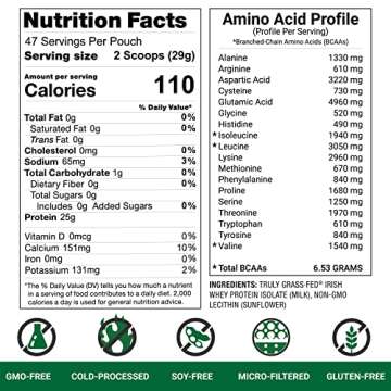 AGN Roots Grass Fed Whey Protein Powder Isolate - Unflavored - Unsweetened - Certified Entire Life On Pasture - A Greener World - ASPCA Registered Brand List - Informed-Sport - 3lbs