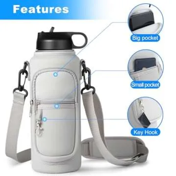 RRegeny Water Bottle Holder with Strap for Hydroflask 32oz 40oz Insulated Water Bottle, Carrier Sling Bag with Phone Pocket Water Bottle Sleeve for Men Women Hiking Camping Travelling