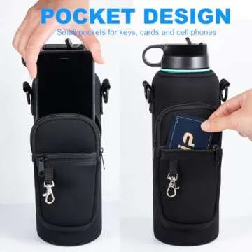 RRegeny Water Bottle Holder with Strap for Hydroflask 32oz 40oz Insulated Water Bottle, Carrier Sling Bag with Phone Pocket Water Bottle Sleeve for Men Women Hiking Camping Travelling