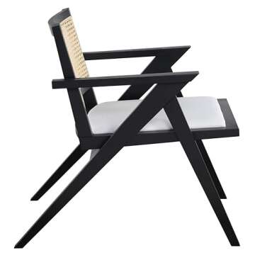 SAFAVIEH Couture Home Collection Krystine Coastal Black Rattan Back Living Room Dining Accent Chair SFV4131A