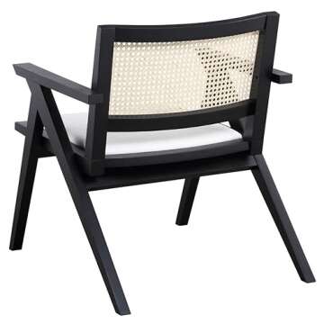 SAFAVIEH Couture Home Collection Krystine Coastal Black Rattan Back Living Room Dining Accent Chair SFV4131A