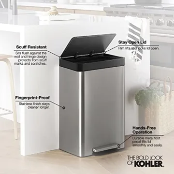 KOHLER 13-Gallon Kitchen Step Trash Can with Soft Close