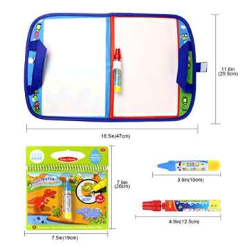 Jenilily Water Doodle Mat Portable Travel Drawing Bag Mat with Pen Educational Painting Toy for Todd...