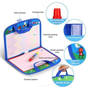 Jenilily Water Doodle Mat Portable Travel Drawing Bag Mat with Pen Educational Painting Toy for Toddlers Kids