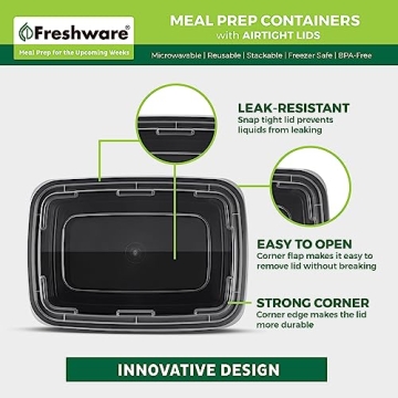50 Pack Freshware Meal Prep Containers - 8 oz