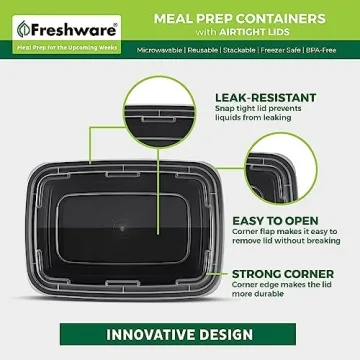 50 Pack Freshware Meal Prep Containers - 8 oz